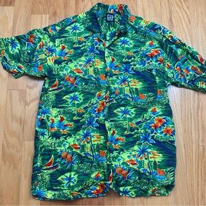 vintage 90s Gap Hawaiian button-down shirt Mens M Tropical